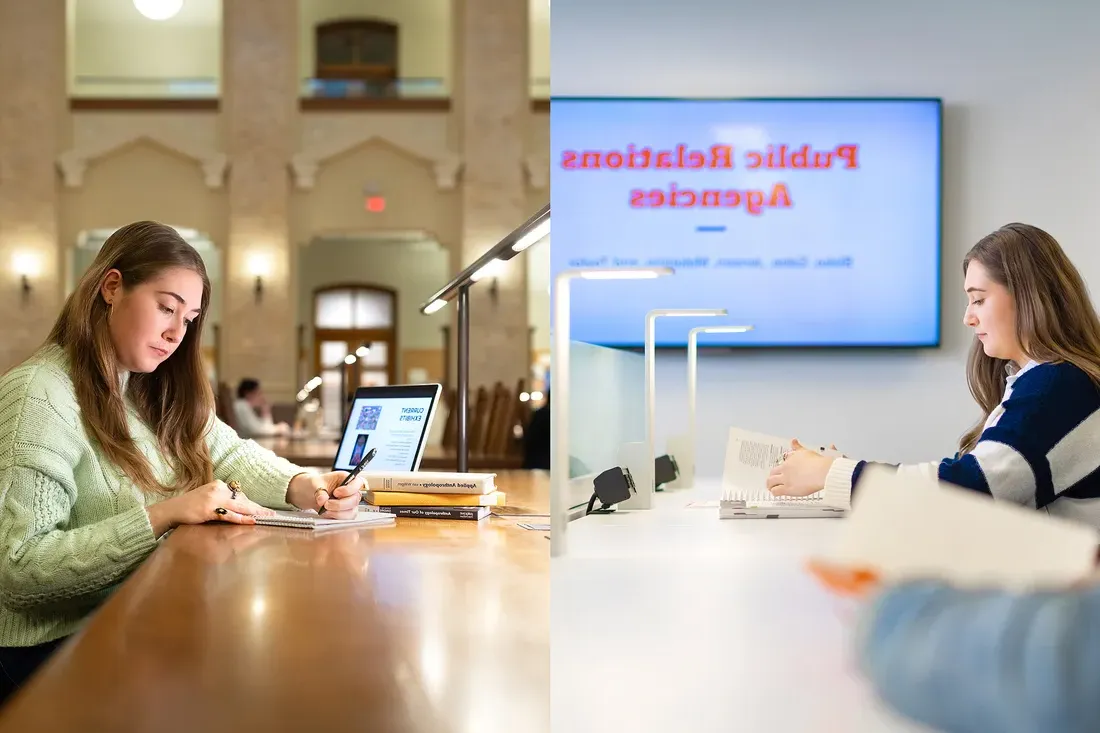 Taylor Bryne studying in two different places.